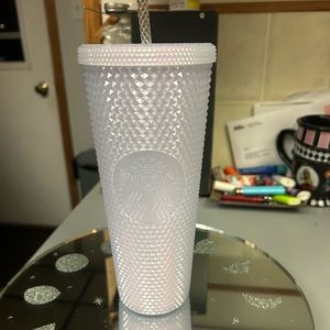 Off White Studded Bling Starbucks Tumbler
